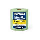 DEFACTO Industrie-Handtuchrolle 1-lagig, 270 m x 26 cm (1125 Blatt) –...