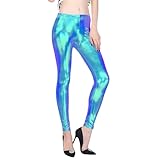 SKFLABOOF Glitzer Hose High Waist Leggings Damen Aerobic Kostüm 90er...