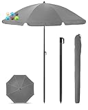Menz Sonnenschirm Balkon + Sonnenschirmhülle - UV50+ Strandschirm 180 cm,...