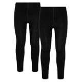 ORIGINAL BASICS Kinder Thermo Leggings mit Fleece (2 Pack) Schwarz 164/176