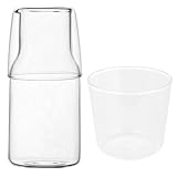 Tofficu Transparente Borosilikat Glaskaraffe 550ml mit Deckel und Becher...