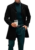 Runcati Herren Mantel Lange Trenchcoat Slim Fit Winter Kerbkragen Jacke...
