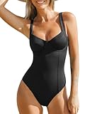 CUPSHE Damen Badeanzug Push Up Bauchweg Korsettdetail Bügel BH Breite...