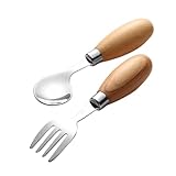 Vaguelly 1Satz Besteckset für Kleinkinder mit Buchenholzgriff Teiliges Set...