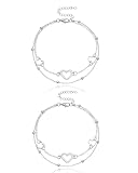 TIXQOLO 2-teilig Fußkettchen silbrig Damen, Legierung, Infinity Herz...