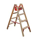 Euroline Holz Comfort-Stufenstehleiter mit Eimerhaken und...