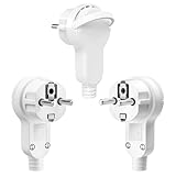 3 Stück Flachstecker 250V 16A, Schuko Stecker Flach mit Klappgriff &...