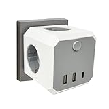 Mehrfachsteckdose ohne Kabel, 7 in 1 Steckdosenwürfel, 4 Fach Cube...