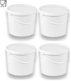 4 x 5 Liter Eimer mit Deckel weiß, stapelbarerer Milch-/Vorratseimer,...