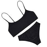 Mädchen Badeanzug Solid Badeanzug 2 Stück Twist Cross verstellbare...