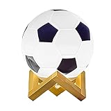 Harilla Fußballlampe mit Massivholzsockel, Kleine USB Tischlampe,...