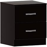 Vida Designs Nachttisch, schwarz, 2 Schubladen mit Metallgriffen und...
