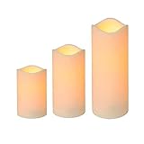 3er Set LED Echtwachskerzen 'Outdoor' mit flackerndem Licht warmweiß inkl....