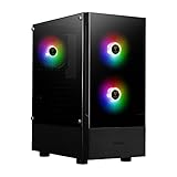 GAMDIAS ATX Mid-Tower Gaming-PC-Gehäuse, Enthält 3 x 120 mm ARGB-Lüfter,...