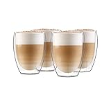 GLASWERK Design Latte Macchiato Gläser doppelwandig (4 x 350ml) Cappuccino...