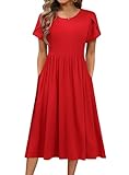 Hotouch Kleider Damen Sommer Kurzarm Strandkleid Rundhals Sommerkleider...