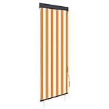 Sufrk Außenrollo 60 x 250 cm Weiß und Orange Balkonsichtschutz Balkon...