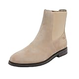 Tommy Hilfiger Damen Chelsea Boots Flag Suede Flach, Beige (Beige), 39