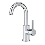FORIOUS Wasserhahn Bad Hoch 360° Drehbar, Edelstahl Waschtischarmatur Hoch...