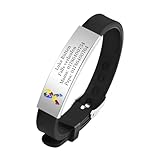 Notfallarmband SOS Armband Kinder - Schwarz Kinderarmband Gravur...