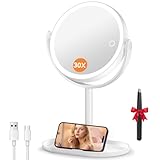 Auxmir Kosmetikspiegel mit Beleuchtung, 30X Doppelseitig...