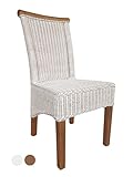 kreatives Wohnen Rattanstuhl Esszimmer-Stuhl Perth Sitzkissen Leinen weiß,...