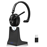 Voistek Mono-Headset (EIN-Ohr-Design) mit Mikrofon, Bluetooth & USB-A...