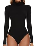 SHAPERIN Body Langarm Damen Rollkragen Bodysuits Oberteil Tanga Leotards...
