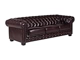 Linea Sofa - Chesterfield Ledersofa 4-Sitzer - Büffelleder - Rotbraun -...