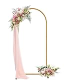 JEBUTU 1,8m Hochzeitsbogen Hintergrund Ständer, Metallbogen, Goldfarben,...