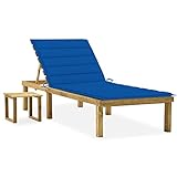 Makastle Sonnenliege Holz Gartenliege Wetterfest Balkonmöbel mit Tisch und...