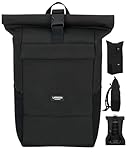 Larkson Rucksack Herren & Damen Schwarz - No 4 - Rolltop Backpack mit...