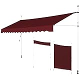 GOPLUS Klemmmarkise 300cm breit, Markise Balkon ohne Bohren, Markise mit...