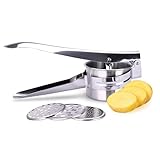 Kitchtic Kartoffelpresse Edelstahl - Multifunktionale Kartoffelpresse mit 3...