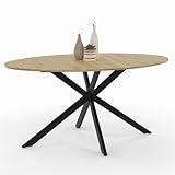IDMarket - Esstisch oval Alix 8 Personen Fuß Spinne Holz und schwarz 150...