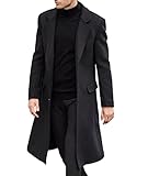 ECDAHICC Herren Casual Slim Fit Wollmantel Lange Jacke Kerbkragen...