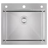 Auralum Spülbecken 54 x 49 cm, Küchenspüle Edelstahl, 1 Becke...