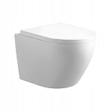 WC Toilete Wandmontage Hänge Sitz mit Softclose Weiß aus Keramik 49x36x37...