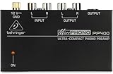 Behringer PP400 Phono Preamp Verstärker für Plattenspieler, RIAA...