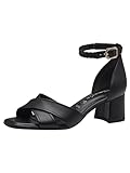 Tamaris Damen Sandalen mit Absatz Leder Blockabsatz Sommer; BLACK/schwarz;...