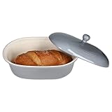 MamboCat Oskar Brottopf in Grau I (LxB) 37,5x26cm I Brotkasten mit Deckel...