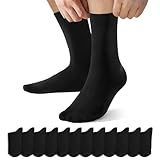 NUOZA 12 Paar Socken Herren 43-46 Schwarz Sportsocken Baumwolle...