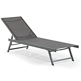 Leco-Sonnenliege Elina – Formschöne Aluminium-Gartenliege mit 5fach...