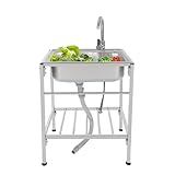 HuKaiL Freistehende Edelstahl Spültisch, Küchenspüle Spülenschrank mit...