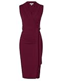 GRACE KARIN Damen Sommer Dunkel Rot Kleider Reverskragen Elegant Bodycon...