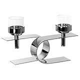 Fink 2-armiger Teelichthalter 25x13 cm 2-flg. Alu vernickelter Kerzenhalter...