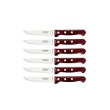 Tramontina Steakmesser Gaucho, Set 6-teilig, Edelstahl, Holzgriff rot, FSC,...