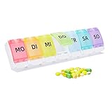 GeekerChip Tablettenbox 7 tage,Pillendose 7 Tagemedikamentenbox,Leicht Zu...