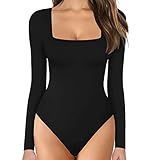 KOEMCY Body Damen Langarm, Bodysuit Oberteil Body Sexy Damenbody Schmal...