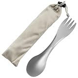 QEEYON Titan Löffel/Spork, Multifunktional Camping Besteck 2 in1 Titanium...